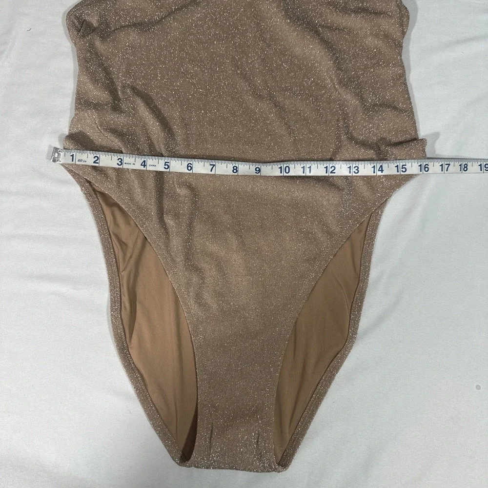 NWT $58 SKIMS [ PLUS 3X ] Glitter Swim‎ One-Piece Swimsuit in Sienna T2132